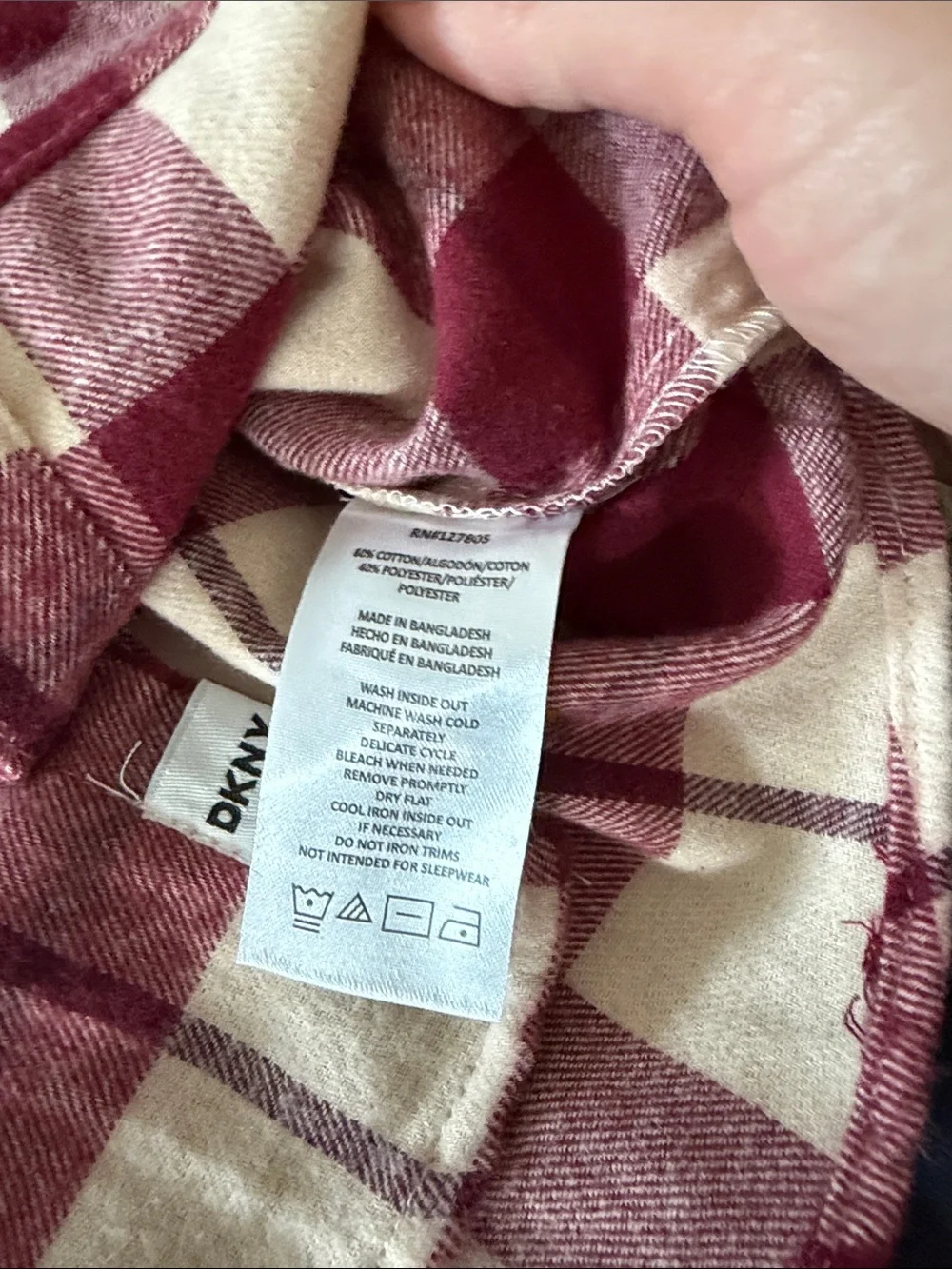 DKNY Boys Burgundy and Cream Plaid Button-Down Shirt